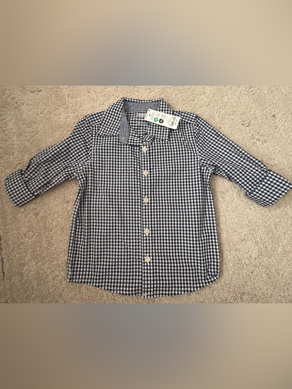 OshKosh B'gosh Navy & White Gingham Button-Down Shirt